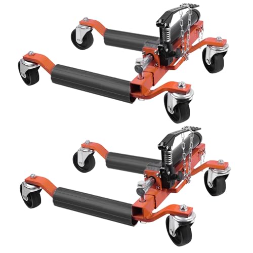 GarveeTech 2 Pcs Car Wheel Dolly with Hydraulic Tire Jack, 1500 LBS Capacity Trailer Dolly for Vehicle Positioning for Truck RV Trailer, Orange by GarveeTech - Used condition - US$146.87