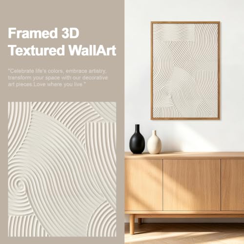 Image of CHDITB 3D Large Black White Curve Wall Art, Impasto Relief Wall Decor