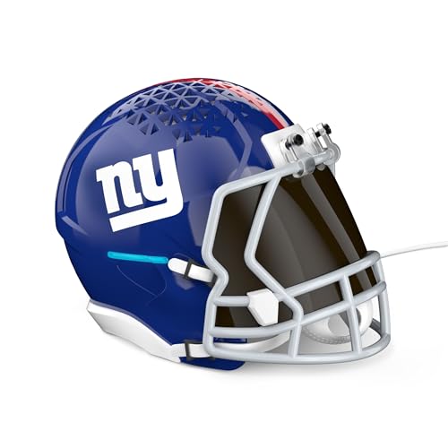 Image of NFL Echo Dot Bundle: Includes Echo Dot | Deep Sea Blue and Limited-Edition NFL Helmet Stand | New York Giants
