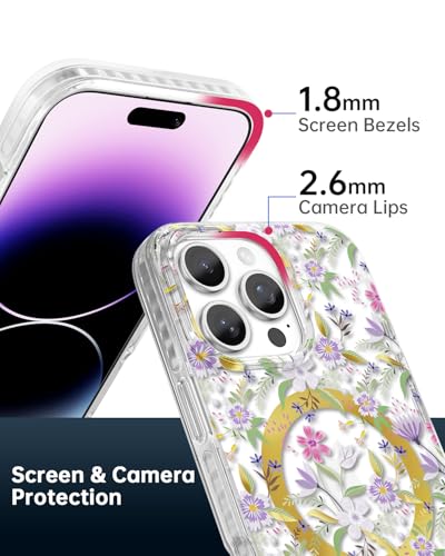 Coque iPhone 16 Pro Max transparente MagSafe fine antichoc motif fleurs - 5