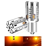 SUPAREE S25 シングル球 LED ウインカー ピン角違い 150度 BAU15S 純正交換 冷却ファン付き ハイフラ防止抵抗内蔵 ステルス仕様 無極性 DC12V車用（ハイブリッド車・EV車対応） LEDウインカーバルブ アンバー ２個セット