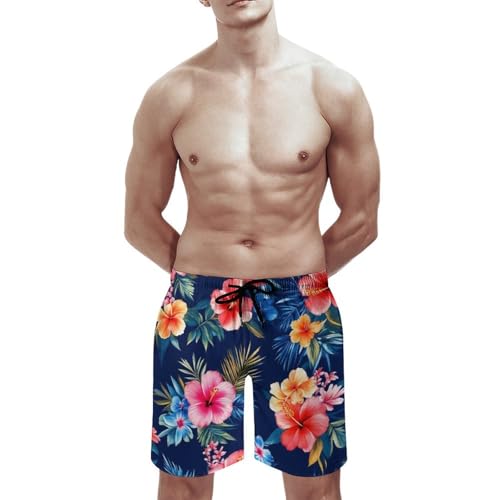 Swimming Board Shorts for Men, Mesh Lining Drawstring Swim Trunks Quick Dry Beach Shorts with Pocket2