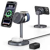 Wireless Charger for Apple with Cooling Fan, Magnetic 3 in 1 Charging Station, Qi2 Certified Wireless Charging Station for iPhone 17/17 Pro/17 Pro Max/16/15, for iWatch 10/9/AirPods, Adapter Included