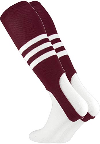 TCK Striped Baseball Stirrups Pattern B (Maroon White, Large)