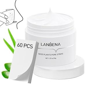 LANBENA Blackhead Remover Mask, Nose Plants Pore Strips, Pore Cleanser Purifying Peel off Face Mask with 60 PCS Strips, Plants Aloe Blackhead Remover Facial Mask, (1.05 Ounce)
