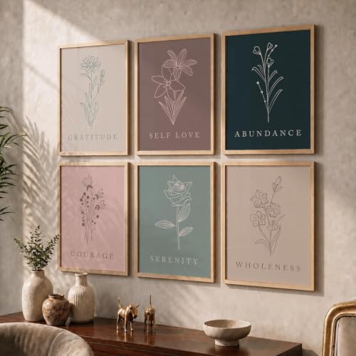 Image of kotart - Floral Painting for Living Room Bedroom Office Decor - Premium Digital Paintings with Frame Home Decoration - Wall - (Pack of 6 Multicolor) (14X20 Inch, D)