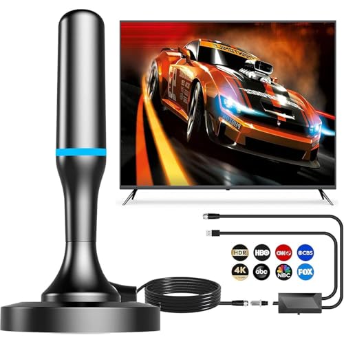 Image of Indoor TV Antenna for Local Channels, Digital Antenna for Smart TV Indoor 4K HD, Magnetic Base, 360 Reception, 8.2ft Cable - Fit TVs with Built-in Tuner