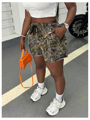 GORGLITTER Women's Camo High Waisted Sweat Shorts Baggy Camouflage Cargo Shorts Joggers Straight Leg Street Wear3