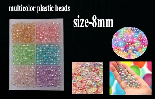 Image of eshoppee 150 gm Multicolor Round Shape Plastic Beads for Jewellery Making Kit Art and Crafts Materials for Necklace Bracelet Earring Making DIY