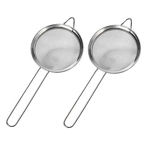 BRIGHTFUFU 2pcs Stainless Steel Handheld Mesh Flour Sifter for Cake Baking Diameter for Dusting Powdered Sugar and Sifting Rice Flour for Home Baking and Cooking