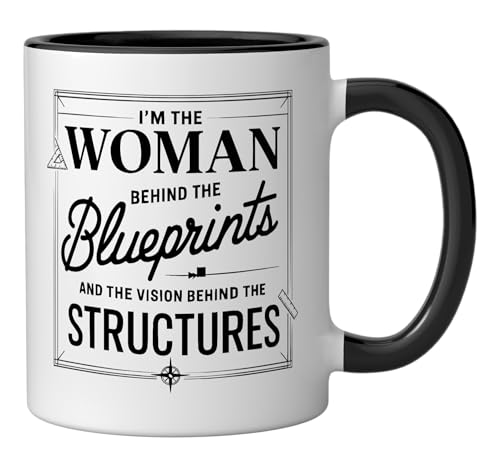 Taza de cerámica arquitectura negro/blanco 11 oz miniatura 2
