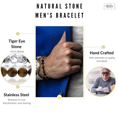 Beaux Bijoux Black and Blue/Black and Gold/Black and Rose Gold Plated Stainless Steel 8.5’’ Men’s Link Solid Bracelet2