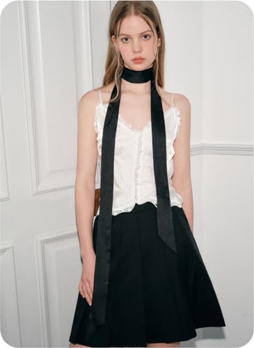 GUZOSJO Solid Color Long Neckerchief Pure Skinny Scarf Necktie Handbag Wrap Handle Satin Belt4