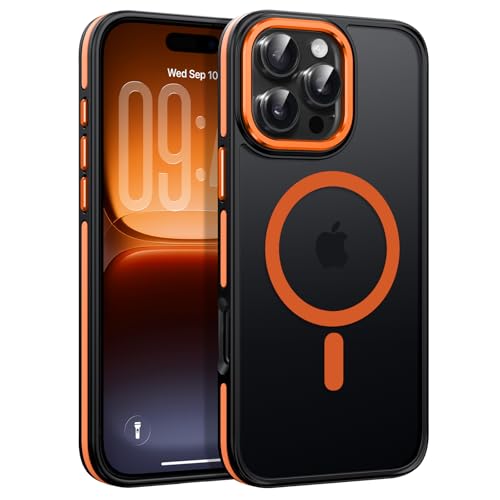 Coque iPhone 16 Pro Magsafe orange antidérapante idéale pour vos sorties