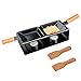 Ecoticfate 2 Pcs Fondoir à Fromage Double Casserole | Petite poêle antiadhésive aux chandelles avec spatule,Ensemble de poêle à rôtir en Acier au Carbone Portable, Outil de grillade de Cuisine à