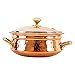 IndianArtVilla Steel Copper Handi Bowl with Brass Handle & Glass Lid, Serving Indian Dishes, 24 OZ