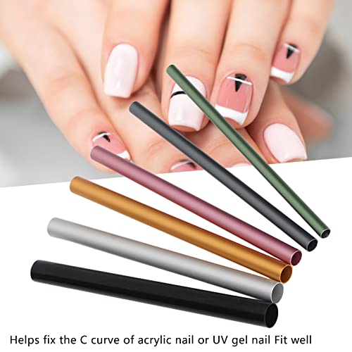 Acrylic Nail C Curve Shaping Stick, 5PCS Aluminum UV Gel Nail Tip Form Rod for Extension Manicure Tools - Image 2