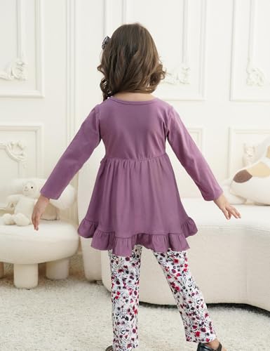 oklady Toddler Girl Clothes Unique Bow and Ruffled Design Tops Floral Pants with Headband,Toddler Girl Outfits Size 18M-5T3