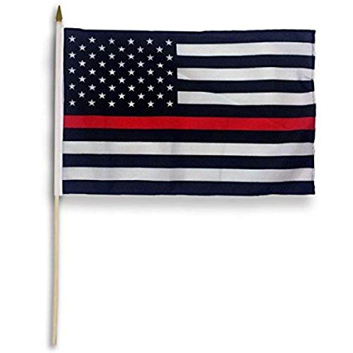 USA Thin Red Line 12x18in Stick Flag - One Dozen Stick Flags