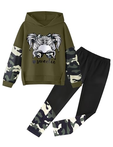 Image of Gaupafmb Girls Clothes Cool Girl Print Tie Dye Hoodie Pullover Sweatshirt Leggings 2PC Outfits