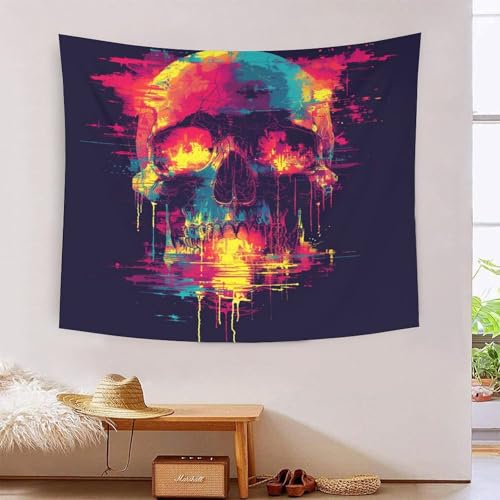 Couverture murale imprimée tête de mort 3D tapisserie salon chambre