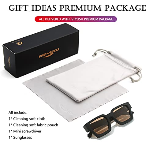 Image of AIEYEZO Square Sunglasses for Women Men Square Thick Frame Sun Glasses Simple Designer Style Shades