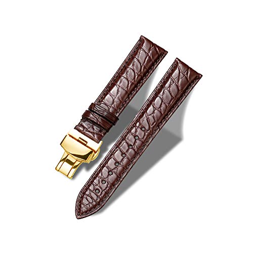 Image of Moran Genuine Leather Band Alligator and Cowhide Replacement Deployment Buckle Watch strap18mm to 24mm Crocodile Leather Strap for Men's and Women's