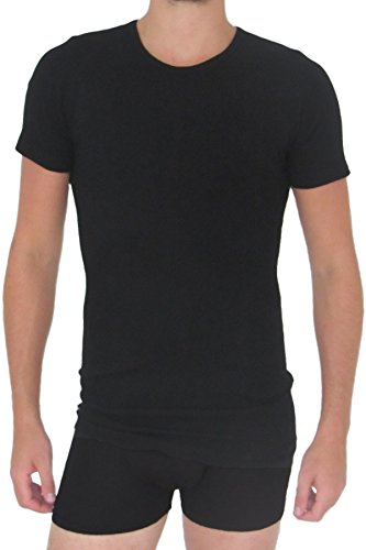 HERMKO 3847 Camiseta de Manga Corta Extra Larga para Hombre (+10 cm), Camiseta Interior de Manga 1/4, 100% algodón (canalé Fino), Größe Herren:7 (XL), Farbe:Negro