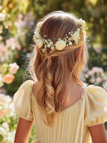 V Neck Junior Bridesmaid Dress for Wedding Party Puff Short Sleeve Chiffon Flower Girl Dress4