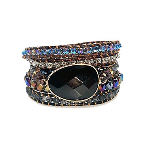 Image of Boho Wrap Bracelet for Women, Handmade Natural Imperial Jasper Multi-Layer Stone Beaded Bracelet, Bohemian Healing Crystal Stone Jewelry Gifts