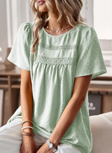 Image of Falechay Womens Summer Tops Flowy Boho Shirts Dressy Casual Short Sleeve