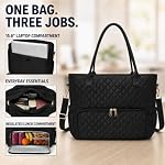 2-in-1 Insulated Lunch & Laptop Work Tote for Women, 15.6-Inch | Durable Lightweight Water-Resistant Quilted Polyester for Office, Teachers, Nurses & Daily Commutes, with 7 Organized Pockets