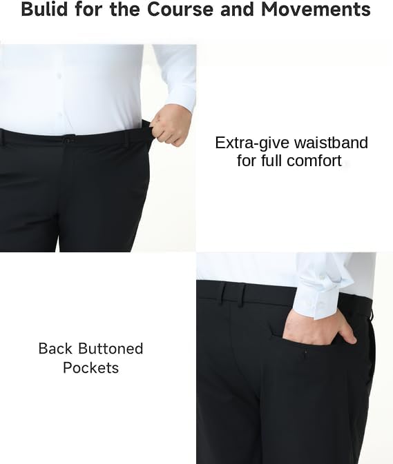 Mens Classic Fit Golf Pants Stretch Dress Pants 30''/32''/34'' Lightweight Casual Suit Pants with Pockets - Image 5