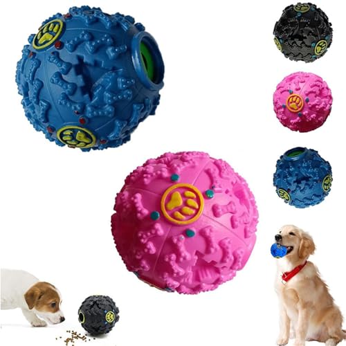 vljsfkh Dog Ball Toy - Teeth Cleaning, Food Dispenser, and Boredom Buster, Pawcia Giggle Sound Dog Ball, Squeaky Wobble Giggle Sound Indestructible Dog Toy
