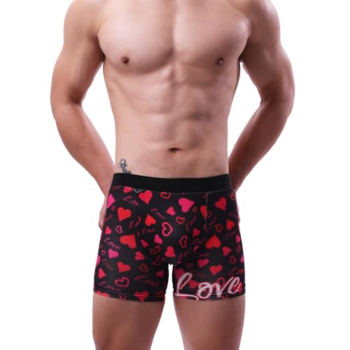 Evankin Men Valentines Boxer Briefs, Sexy Funny Novelty Heart Underwear, Comfort Breathable Soft Underpants Shorts with Bulge Pouch(Heart&Love1, L)4