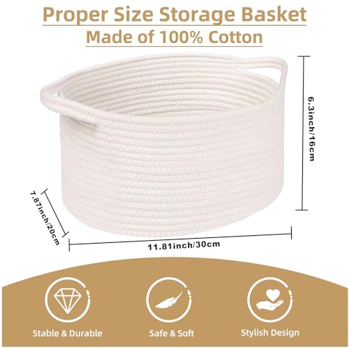 OUTBROS Aufbewahrungskorb, Organizer Körbchen, Flechtkorb, Dekorativer Aufbewahrungsbox Geflochten, Stapelbare Mehrzweck-Organisations Behälter, Weiß, 3er-Set