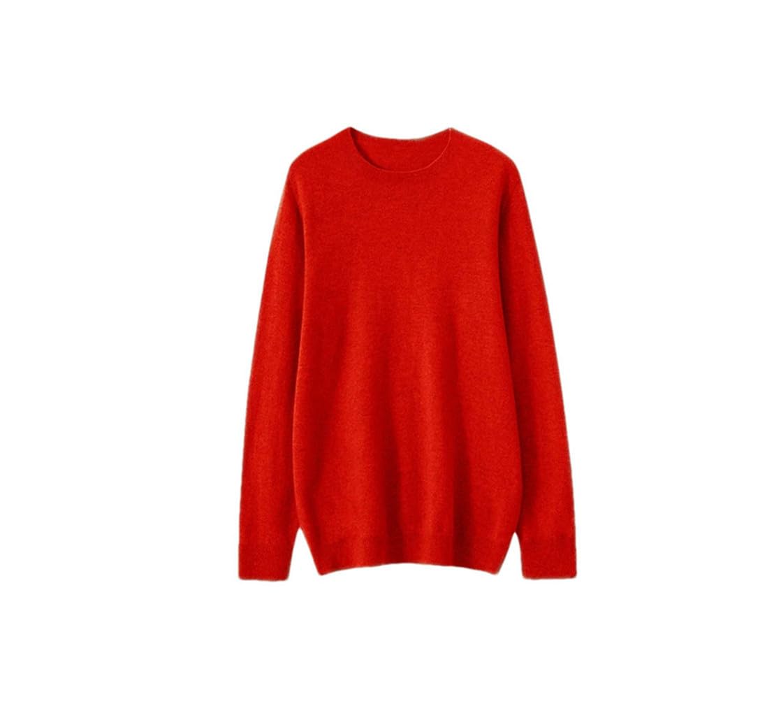 Hamthuit Maglione Maglione Allentato Pullover Tinta Unita Girocollo Casual da Uomo in Lana Autunno/Inverno
