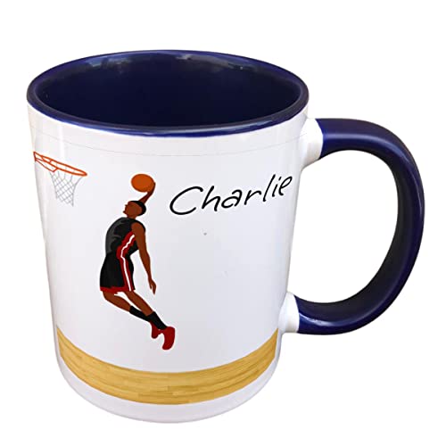 Personalised Basketball Sports Mug - Gift - Present for Sports Lovers - Gifts for Basketball Player - Personalised Basketball Homeware & giftware Decor (Blue)