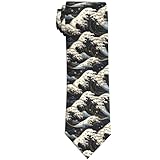 DORKEIXIA Traditional Japan Japanese Hokusai Blue And White Sea Wave Waves Art Men'S Novelty Tie Necktie Neckties For Mens Wedding Party Work Casual Holiday Party Gifts