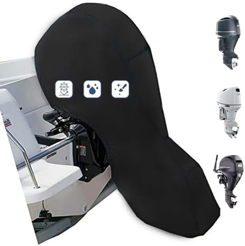 FLYMEI Boat Motor Covers, Outboard Motor Cover with 420D Heavy Duty Oxford Fabric Extra PVC Coating,Waterproof Outboard Engine Covers Fit for Motor 60-100 HP