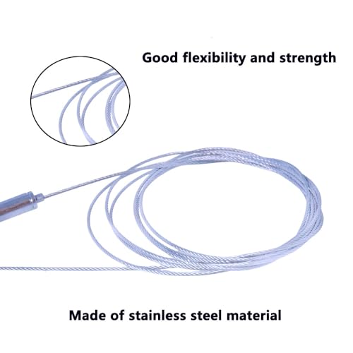 Image of 2PCS Adjustable Picture Hanging Wire 2m /78.4inch Stainless Steel Wire with Loop Hooks Fuse Hooks Cable Locker Wire Lanyard Heavy Duty Support Wire for Hanging Items Tidy Up Cables