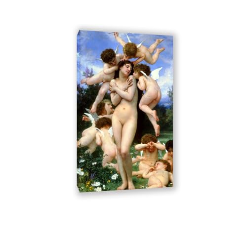 Portrait de Femme Peinture Classique 50x90cm Art Mural avec Cadre Intérieur Prêt à Poser
