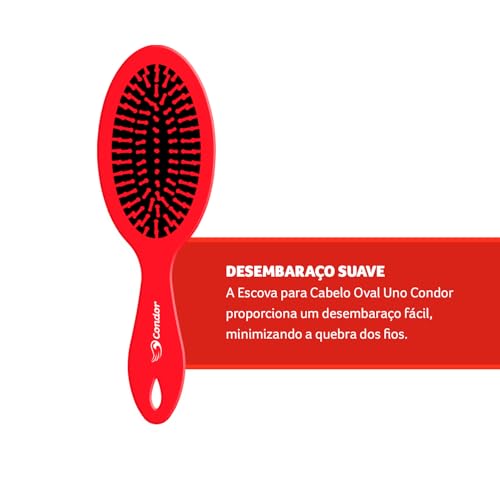 Condor, Escova de Cabelo, Uno, Oval, Desembaraça e Massageia, Todos os Tipos de Cabelos