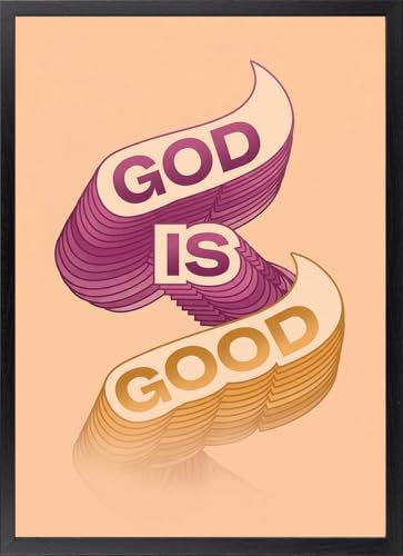 Fine Artic God is Good Poster de phrases religieuses avec cadre en bois - Art mural effet 3D rétro décoration pour salon - Tableaux d'art chrétien