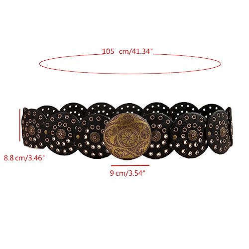 Man Waist Belt With Relief Round Buckle Adjustable Buckle Waist Belt Hollow Out Waistband For Coat Shirt4