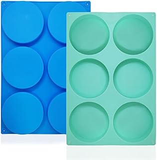 FineGood 2 Pack 6-Cavity Resin Coaster Moulds, Round Coaster Mould for Resin Silicone Muffin Trays Silicone Cake Moulds Baking Tray for Chocolate Cake