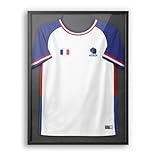 ACAZA Cadre Maillot Foot 60x80cm, Grand Cadre 3D Football, Basket, Rugby et Cyclisme, Vitrine pour t shirt adulte, Bois et Verre Acrylique, Noir