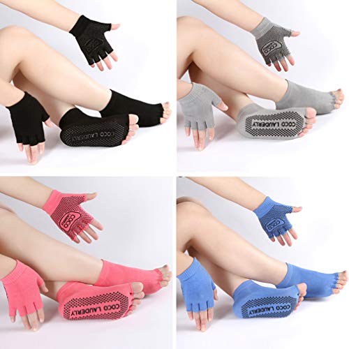 LORYLOLY 2 Set Calzini e Guanti Yoga Donna, Calze