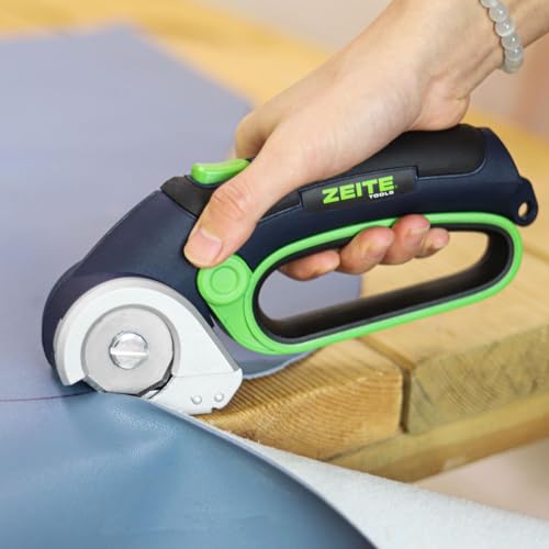 ZEITE 4V Cordless Electric Scissors,Cardboard Cutter with 2 Blades,Storage Box,USB Charging Cable,Power Rotary Cutter,Max Cutting 1/4",for Cardboard Box,Thin Carpet & Plastic, Easy to Hold and Safe by Zeite - Image 5