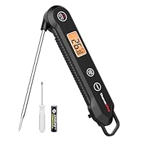 ThermoPro TP03H IPX6 Wasserdicht Fleischthermometer 0.5°C Präzise Grillthermometer 3s Schnelle Reaktion Faltbares Küchenthermometer für BBQ, Braten, Grill und Getränken Schwarz